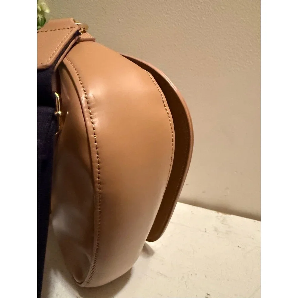 Tommy Hilfiger Genuine, Leather Stripped Saddle Crossbody Bag EUC